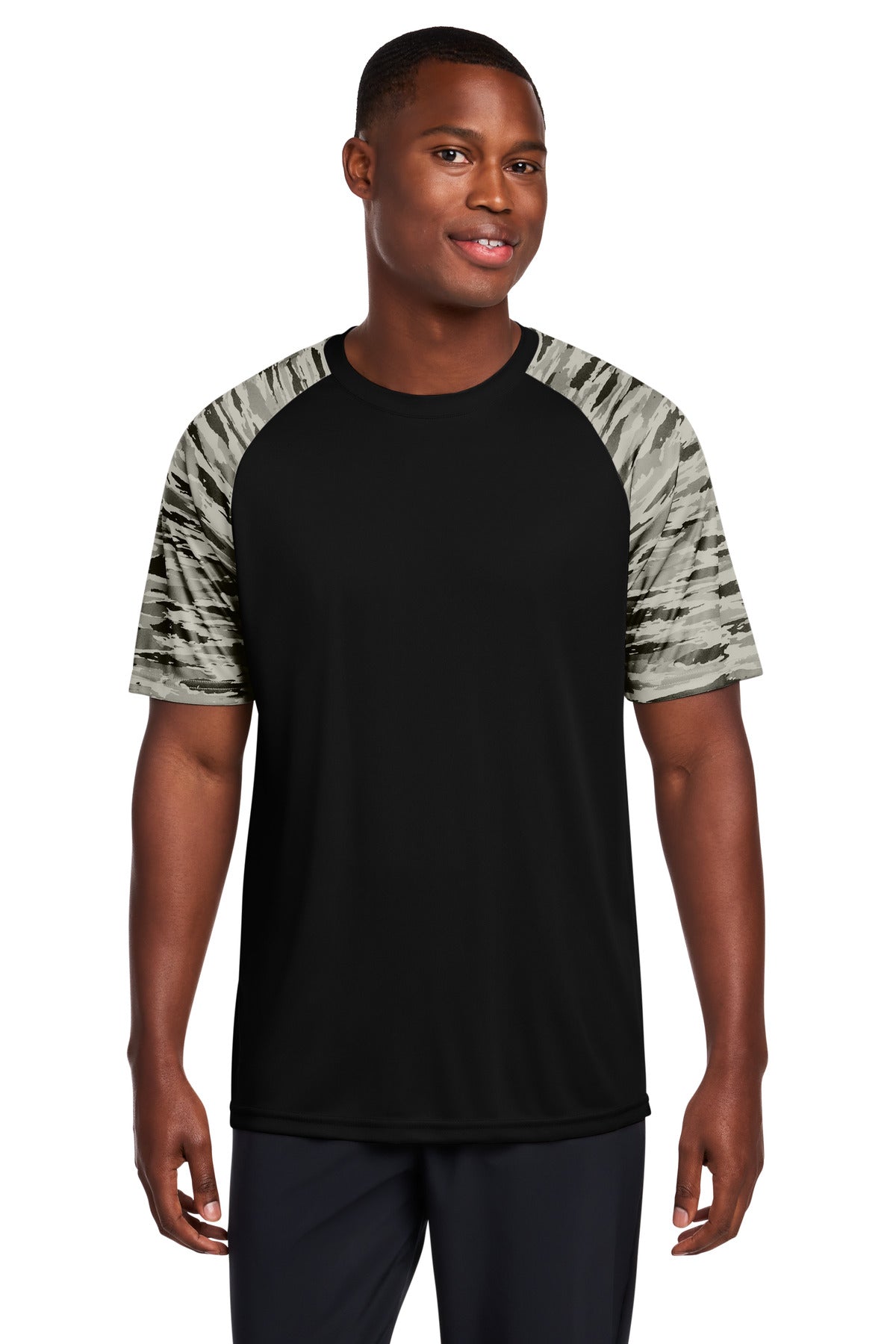 Sport-Tek® Drift Camo Colorblock Tee ST376 - Black - 2XL