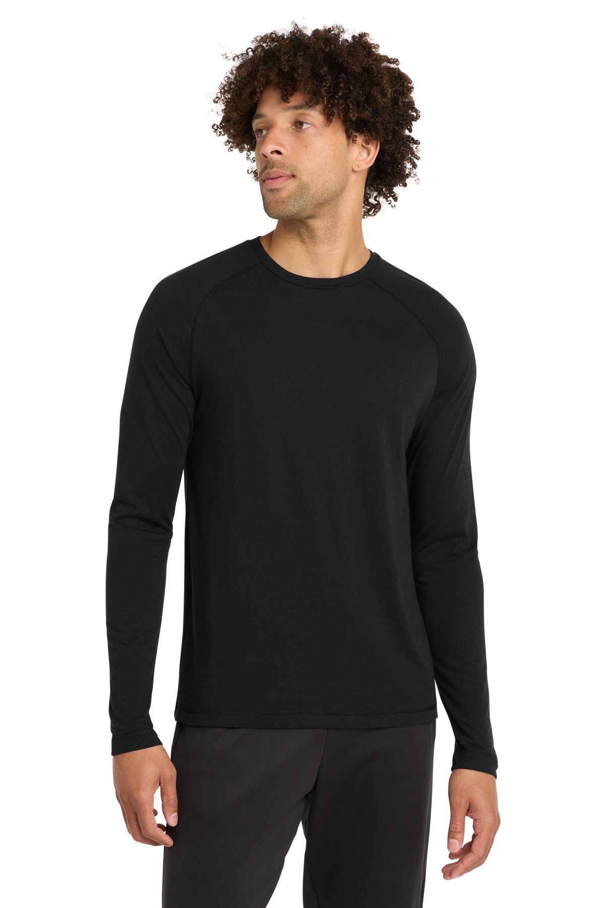 Sport-Tek ® PosiCharge ® Long Sleeve Tri-Blend Wicking Raglan Tee ST400LS - Black Triad Solid - 2XL
