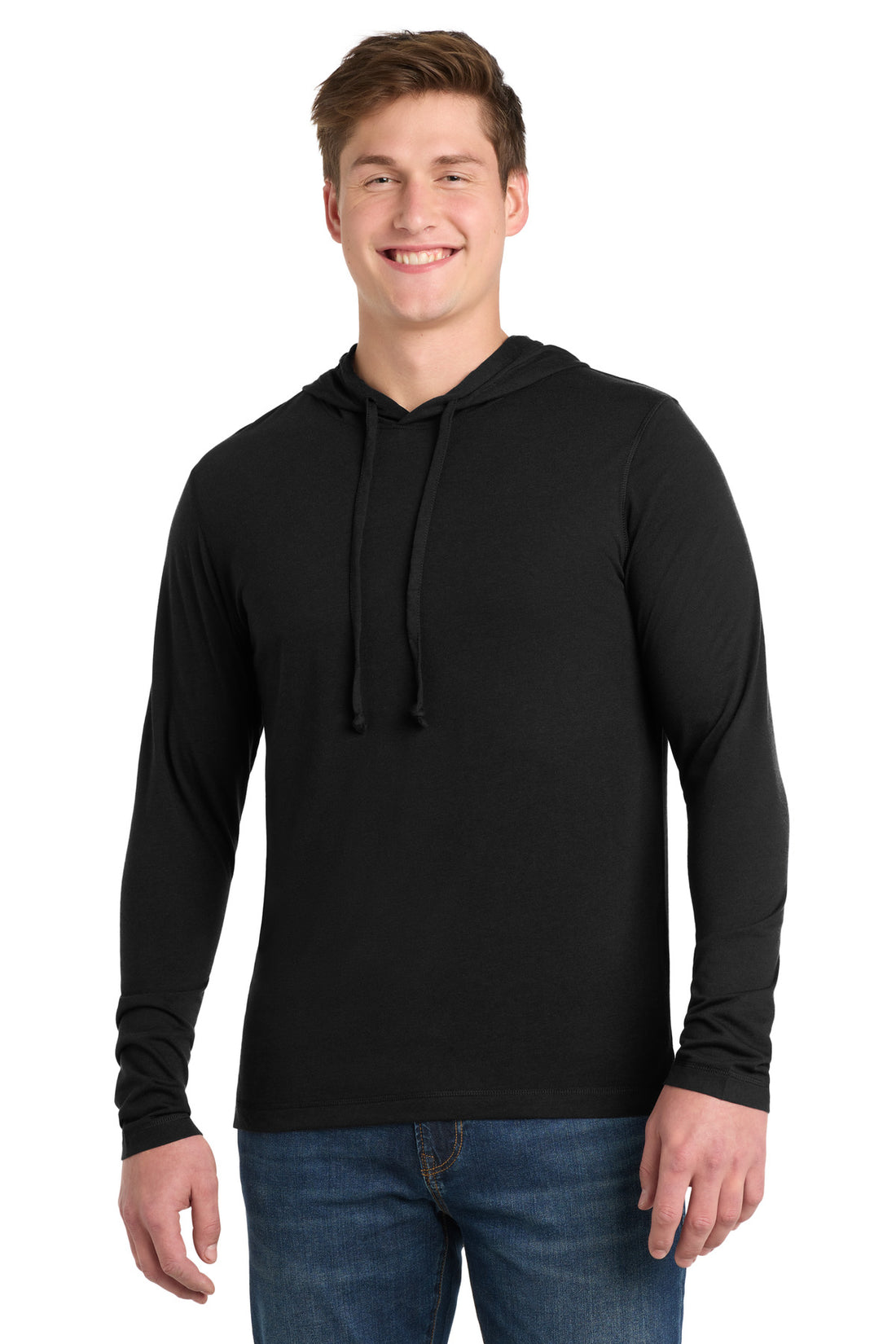 Sport-Tek ® PosiCharge ® Tri-Blend Wicking Long Sleeve Hoodie ST406 - Black Triad Solid - 2XL