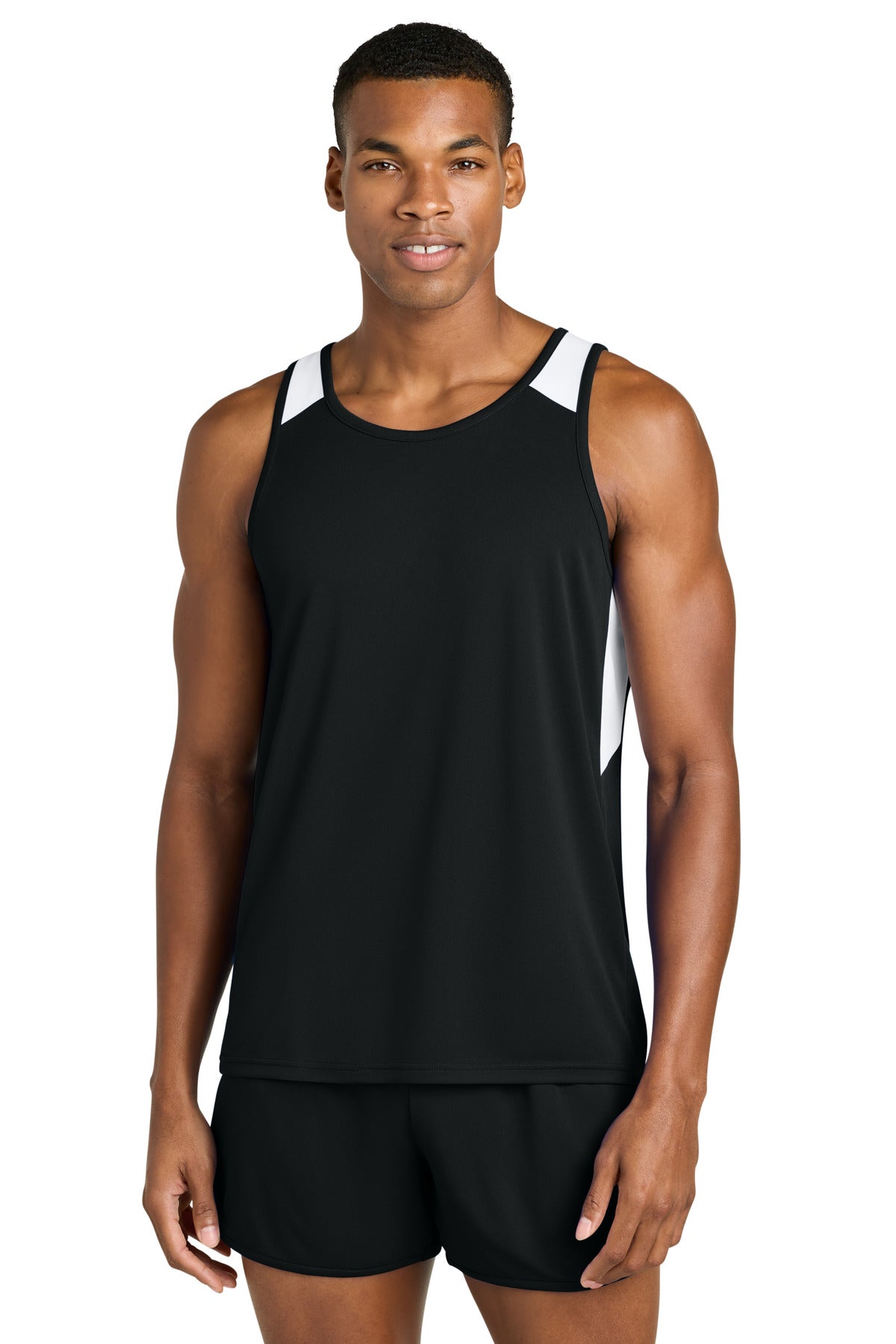 Sport-Tek® Club Track Tank ST446 - Black/ White - 2XL