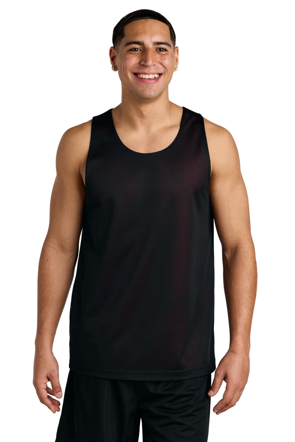 Sport-Tek® PosiCharge® Reversible Mesh Tank ST5000 - Black/ Deep Red - 2XL