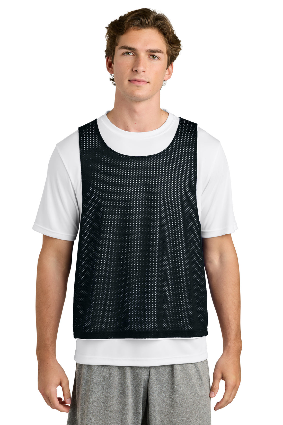 Sport-Tek® Lacrosse Reversible Pinnie ST512 - Black/ White - 2XL