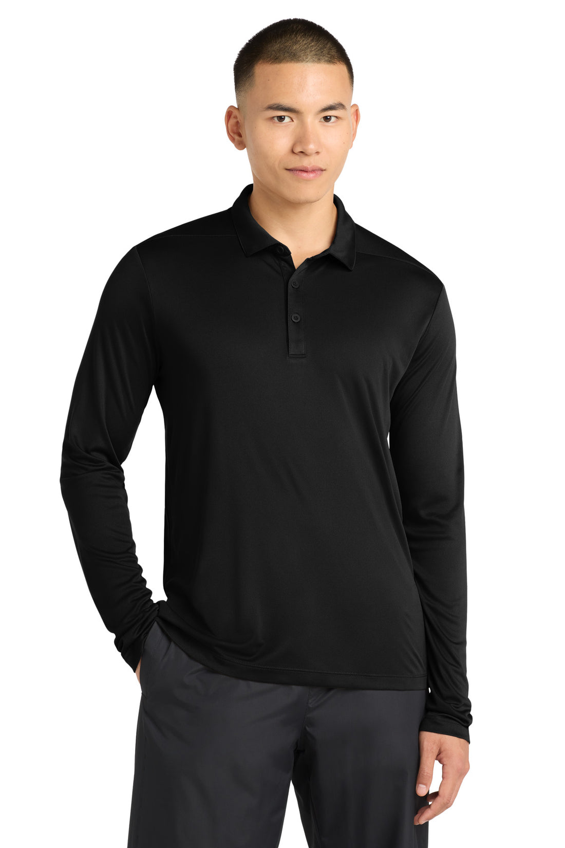 Sport-Tek ®  Posi-UV®  Pro Long Sleeve Polo. ST520LS - Black - 2XL