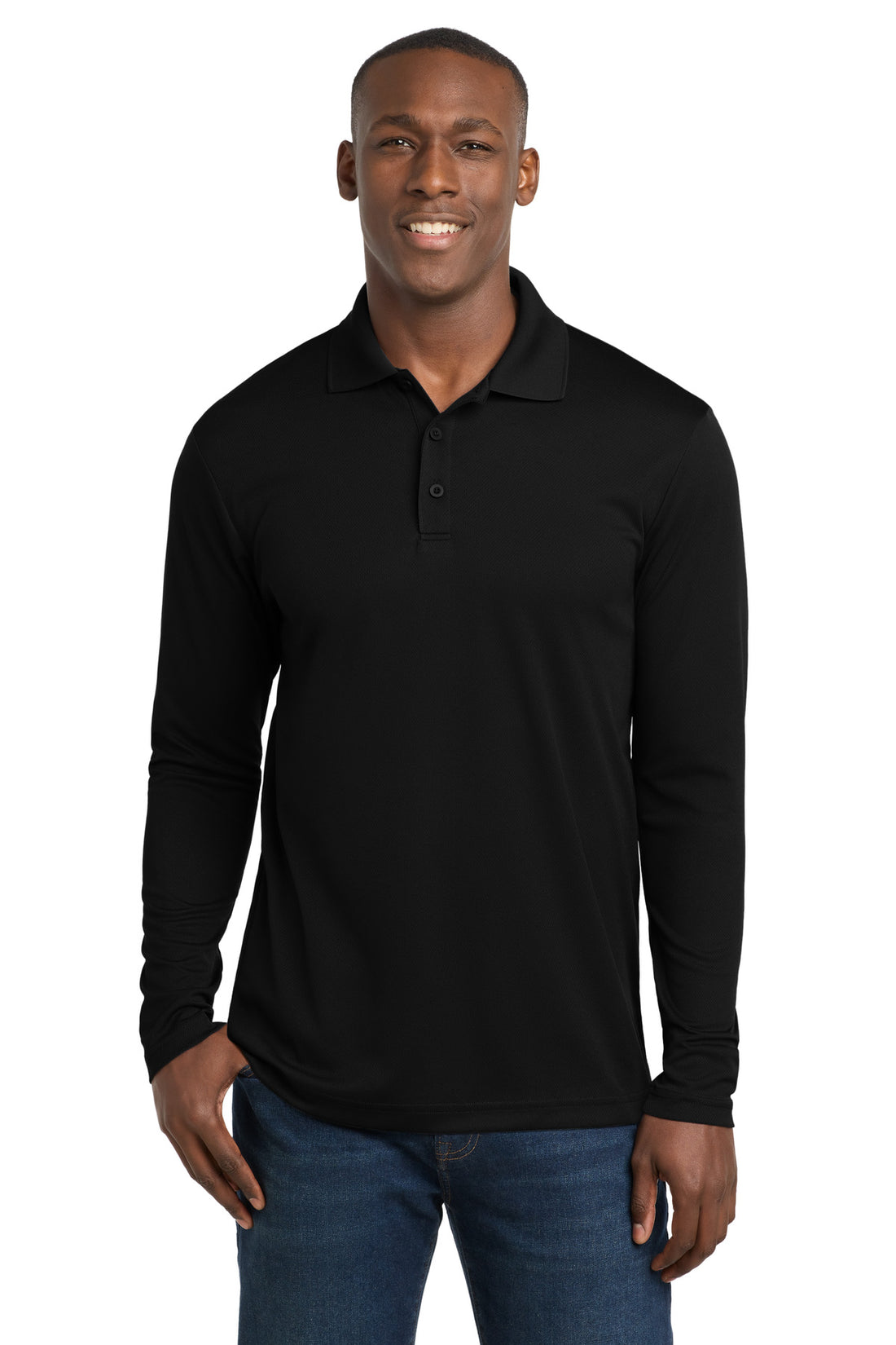 Sport-Tek ® PosiCharge ® RacerMesh ® Long Sleeve Polo. ST640LS - Black - 2XL