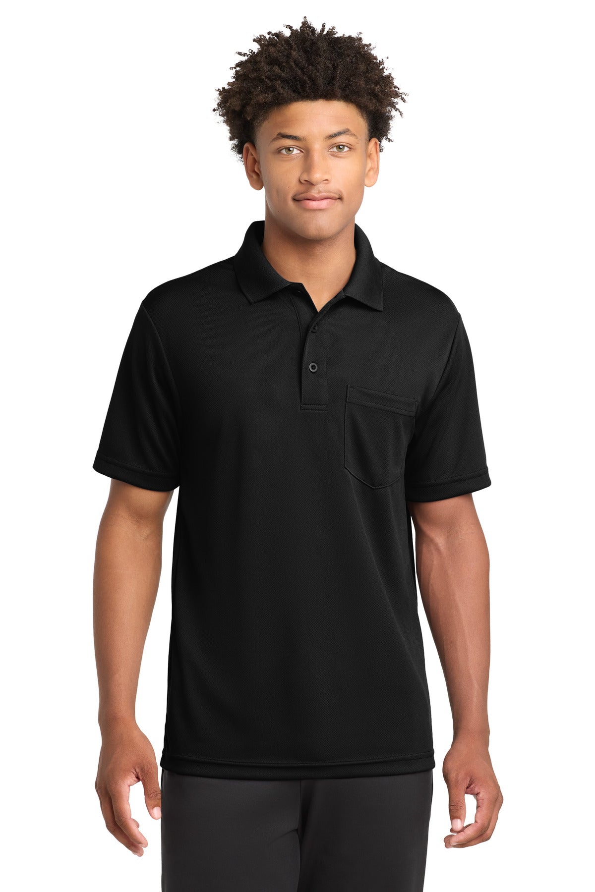 Sport-Tek ® PosiCharge ® RacerMesh ® Pocket Polo. ST640P - Black - 2XL