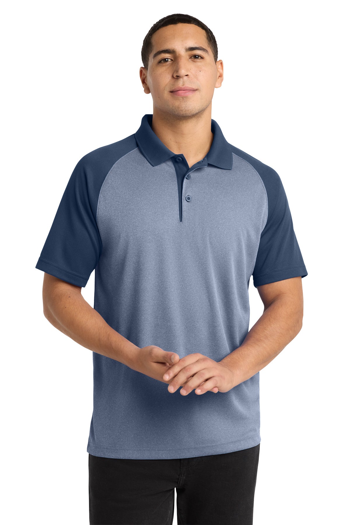 Sport-Tek ® PosiCharge ® RacerMesh ® Raglan Heather Block Polo. ST641