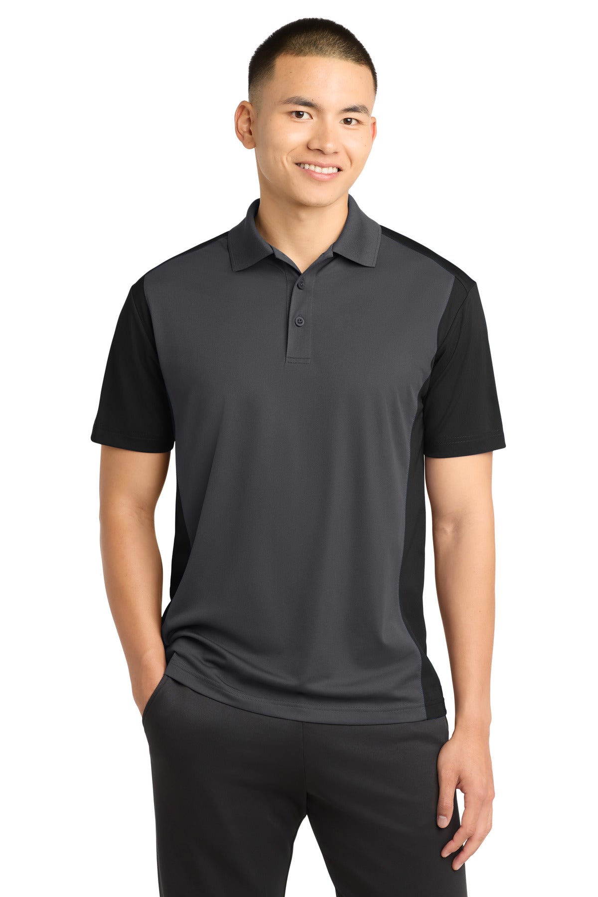 Sport-Tek® Colorblock Micropique Sport-Wick® Polo. ST652 - Iron Grey/ Black - 2XL
