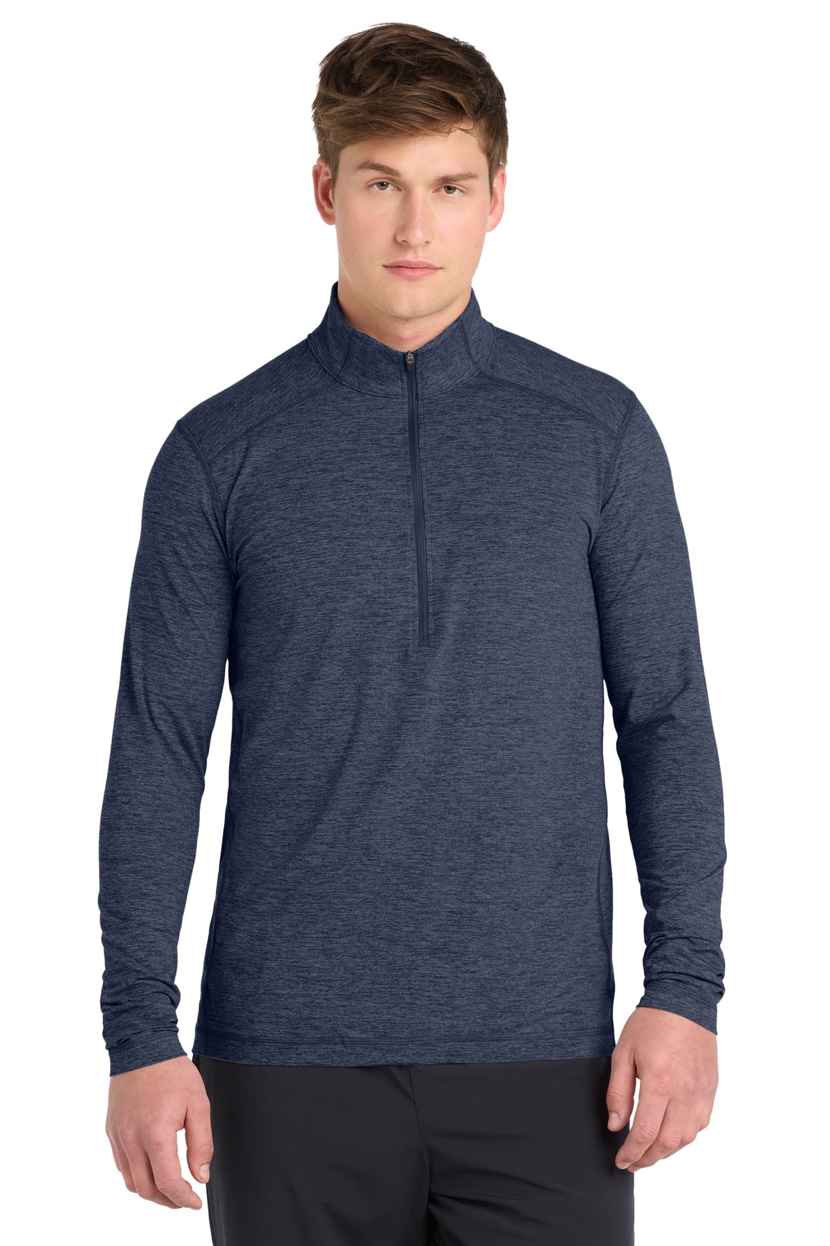 Sport-Tek ® Exchange 1.5 Long Sleeve 1/2-Zip. ST711 - Dark Denim Heather - 2XL