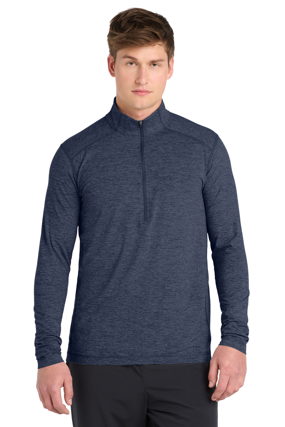 Sport-Tek ® Exchange 1.5 Long Sleeve 1/2-Zip. ST711 - Dark Denim Heather - 2XL