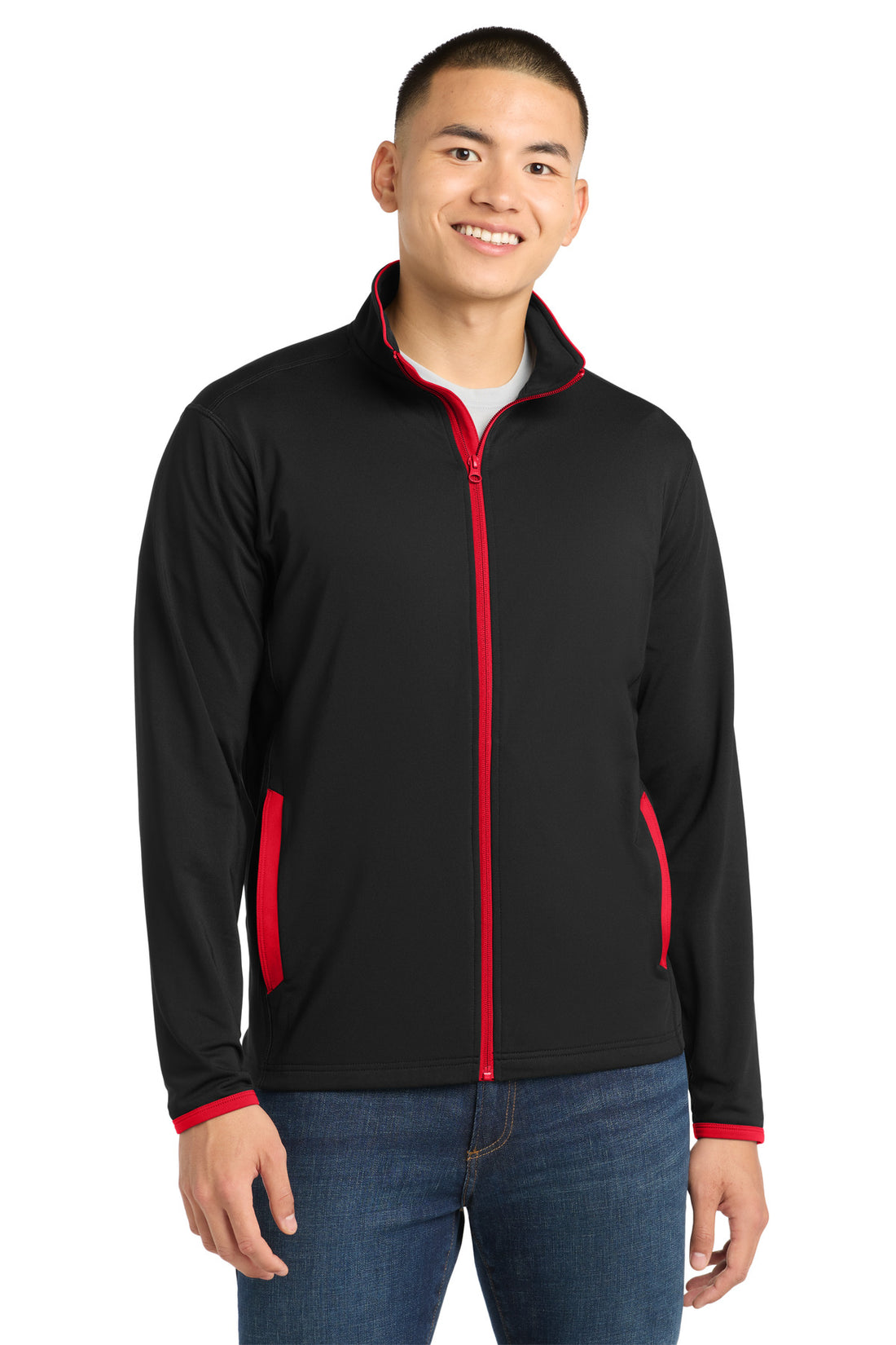 Sport-Tek® Sport-Wick® Stretch Contrast Full-Zip Jacket.  ST853