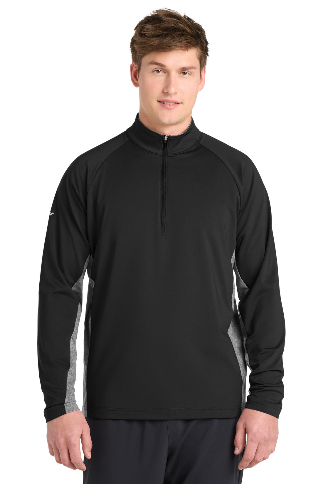 Sport-Tek® Sport-Wick® Stretch Contrast 1/4-Zip Pullover. ST854 - Black/ Charcoal Grey Heather - 2XL