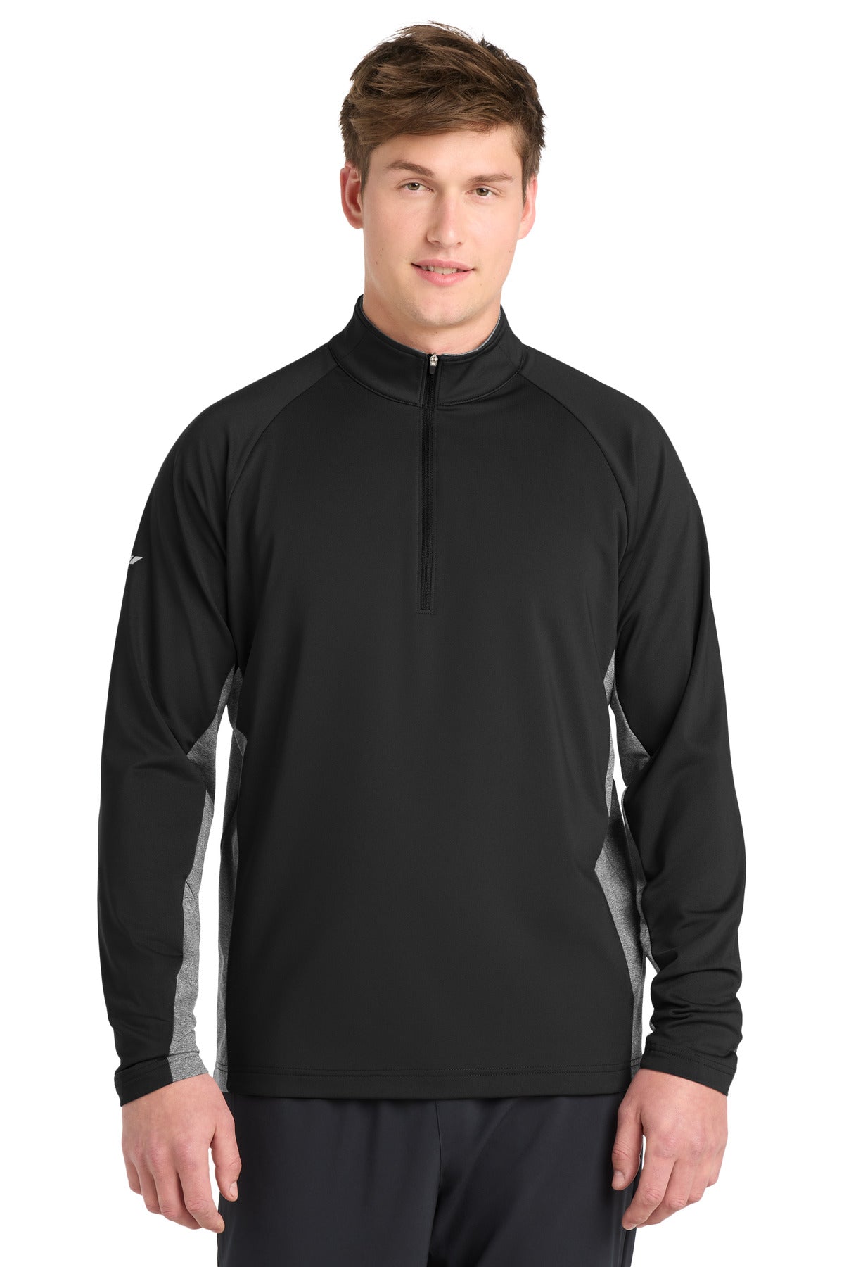 Sport-Tek® Sport-Wick® Stretch Contrast 1/4-Zip Pullover. ST854 - Black/ Charcoal Grey Heather - 2XL