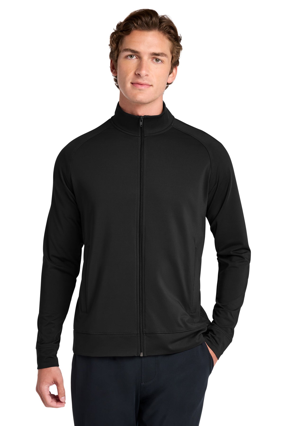 Sport-Tek® Sport-Wick® Stretch Full-Zip Cadet Jacket ST857 - Black - 2XL