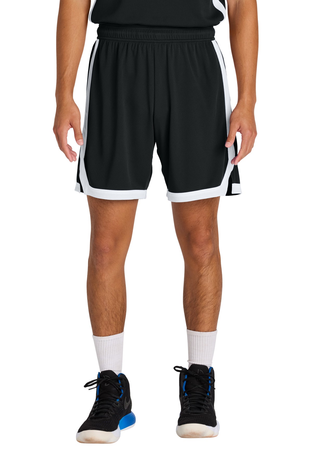 Sport-Tek® Rival Basketball 7 Short ST901 - Black/ White - 2XL