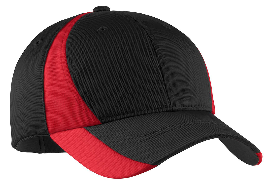 Sport-Tek® Dry Zone® Nylon Colorblock Cap. STC11 - Black/ True Red - OSFA