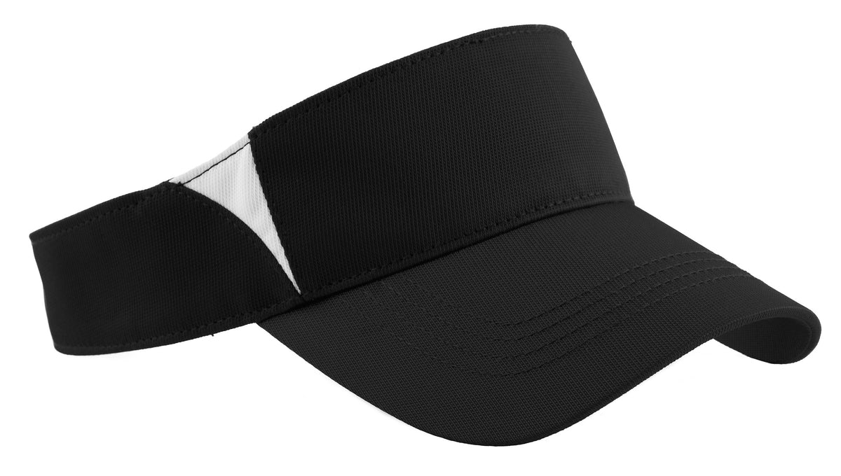 Sport-Tek® Dry Zone® Colorblock Visor.  STC13 - Black/ White - OSFA