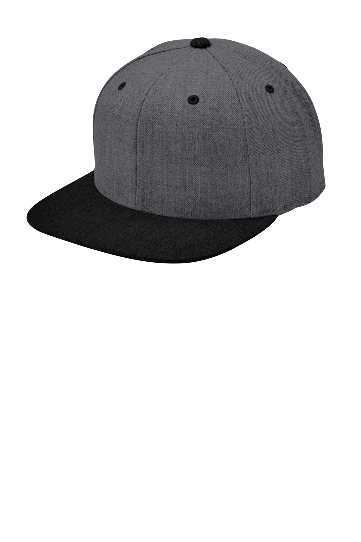 Sport-Tek® YP Classics® Flat Bill Snapback Cap. STC19 - Dark Heather Grey/ Black - OSFA