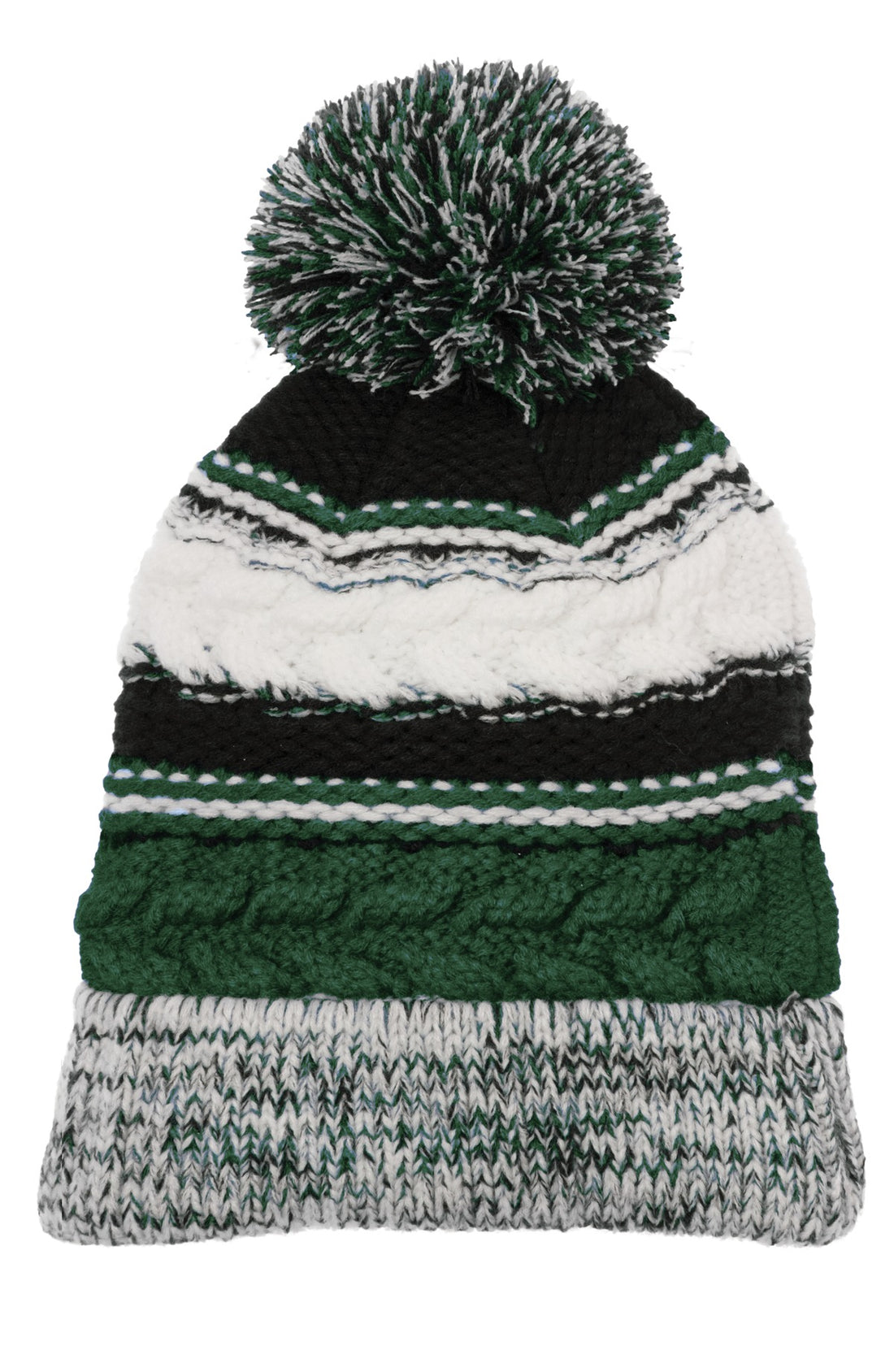 Sport-Tek® Pom Pom Team Beanie. STC21 - Forest Green/ Black/ White - OSFA