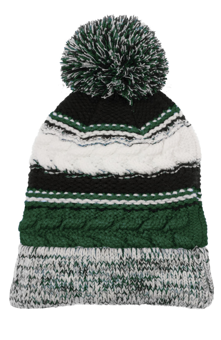 Sport-Tek® Pom Pom Team Beanie. STC21 - Forest Green/ Black/ White - OSFA