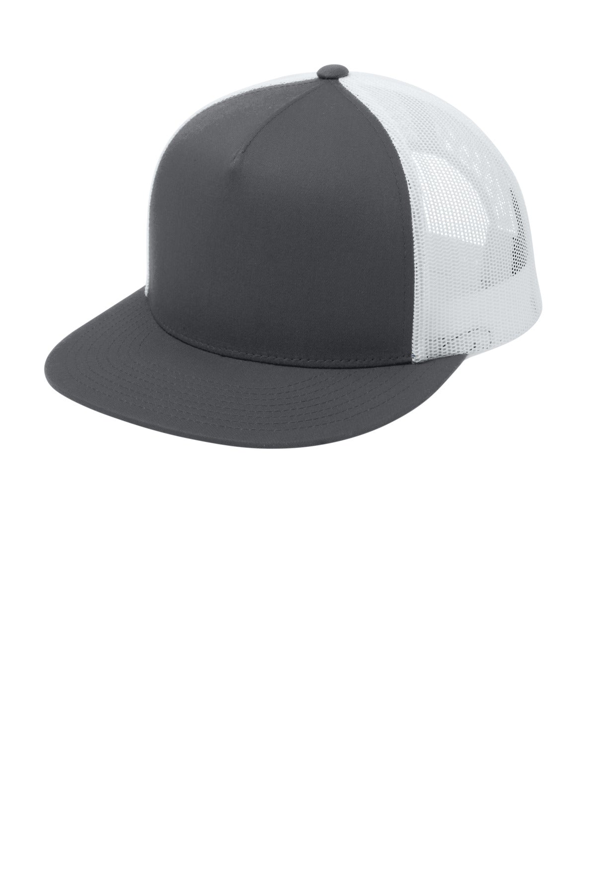 Sport-Tek® YP Classics ® 5-Panel Classic Trucker Mesh Back Cap. STC38 - Graphite/ White - OSFA