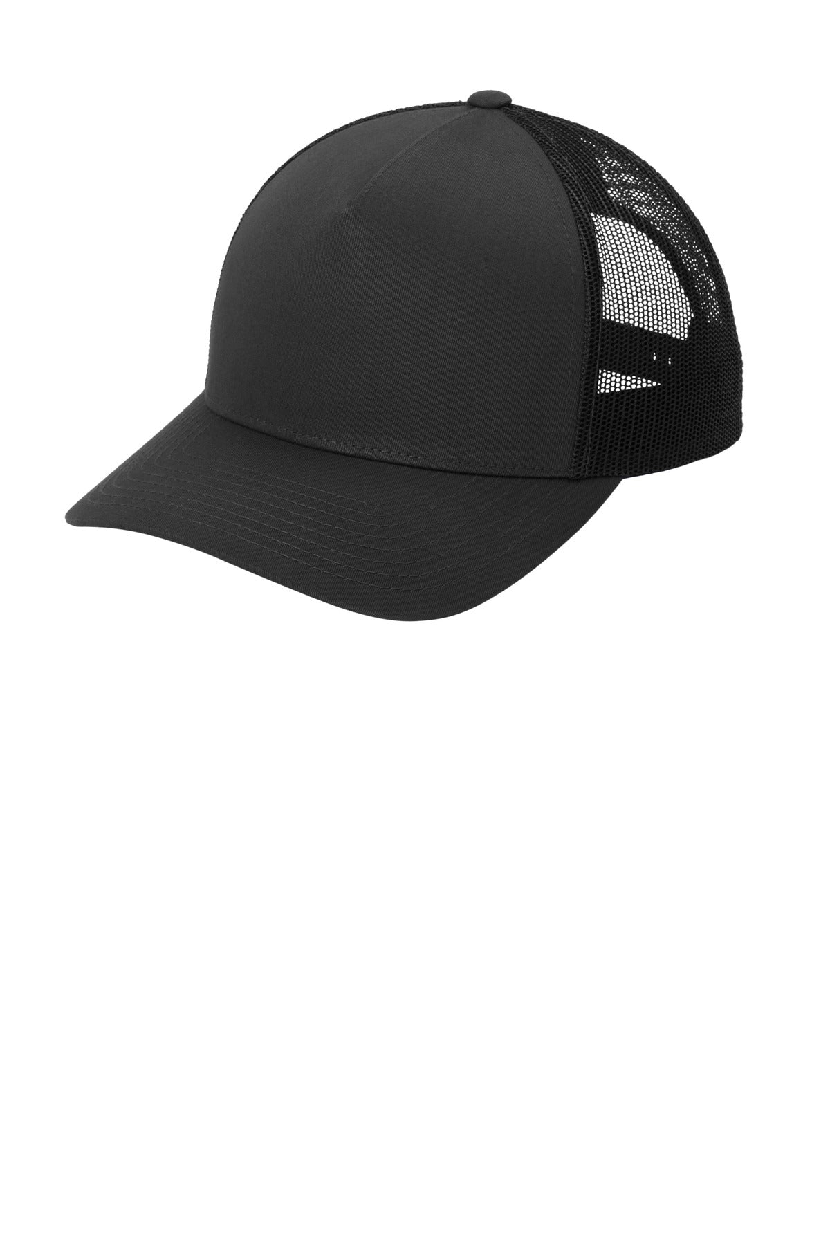 Sport-Tek® YP Classics® Retro Trucker 5-Panel Cap STC54 - Black/ Black - OSFA