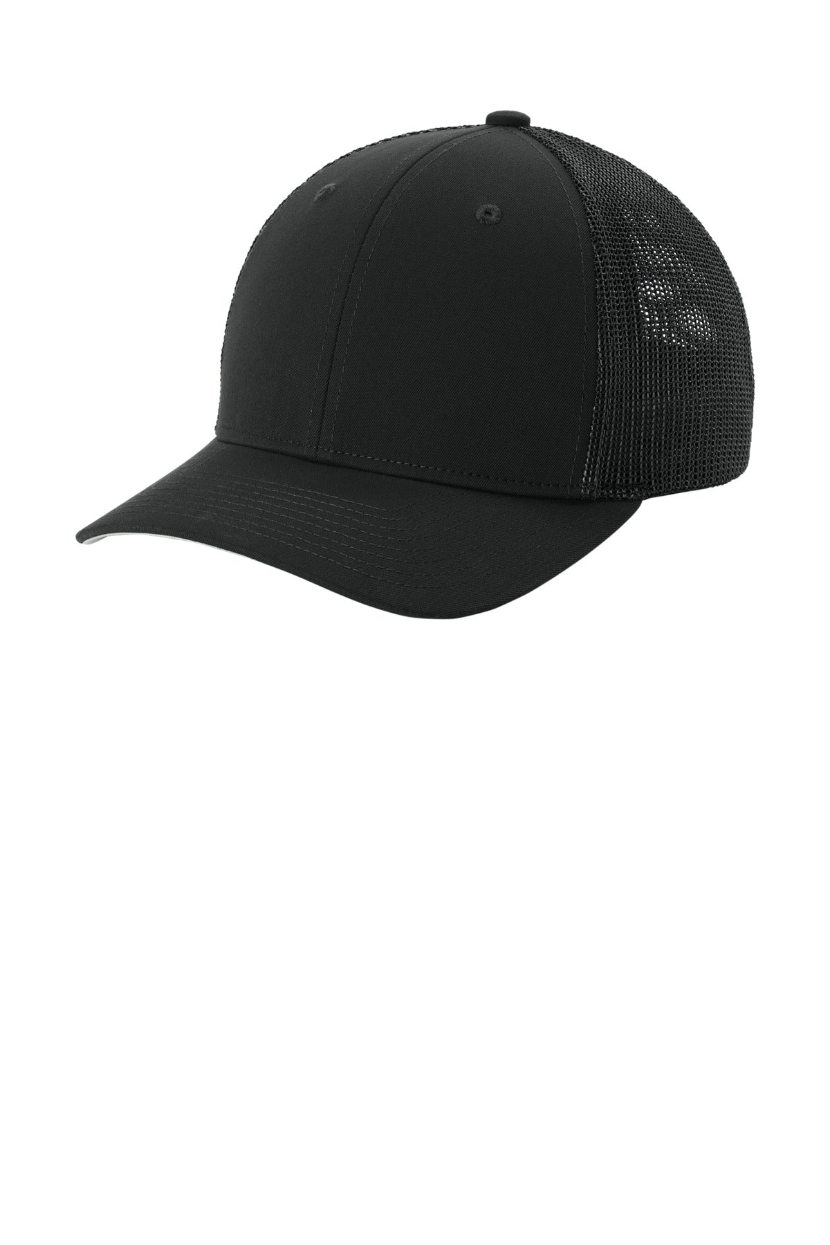 Sport-Tek® Stretch-Tek Mesh Back Cap STC60 - Black/ Black - L/XL