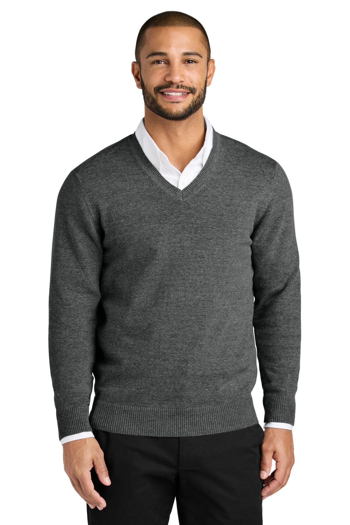 Port Authority® Easy Care V-Neck Sweater SW2850 - Charcoal Heather - 2XL