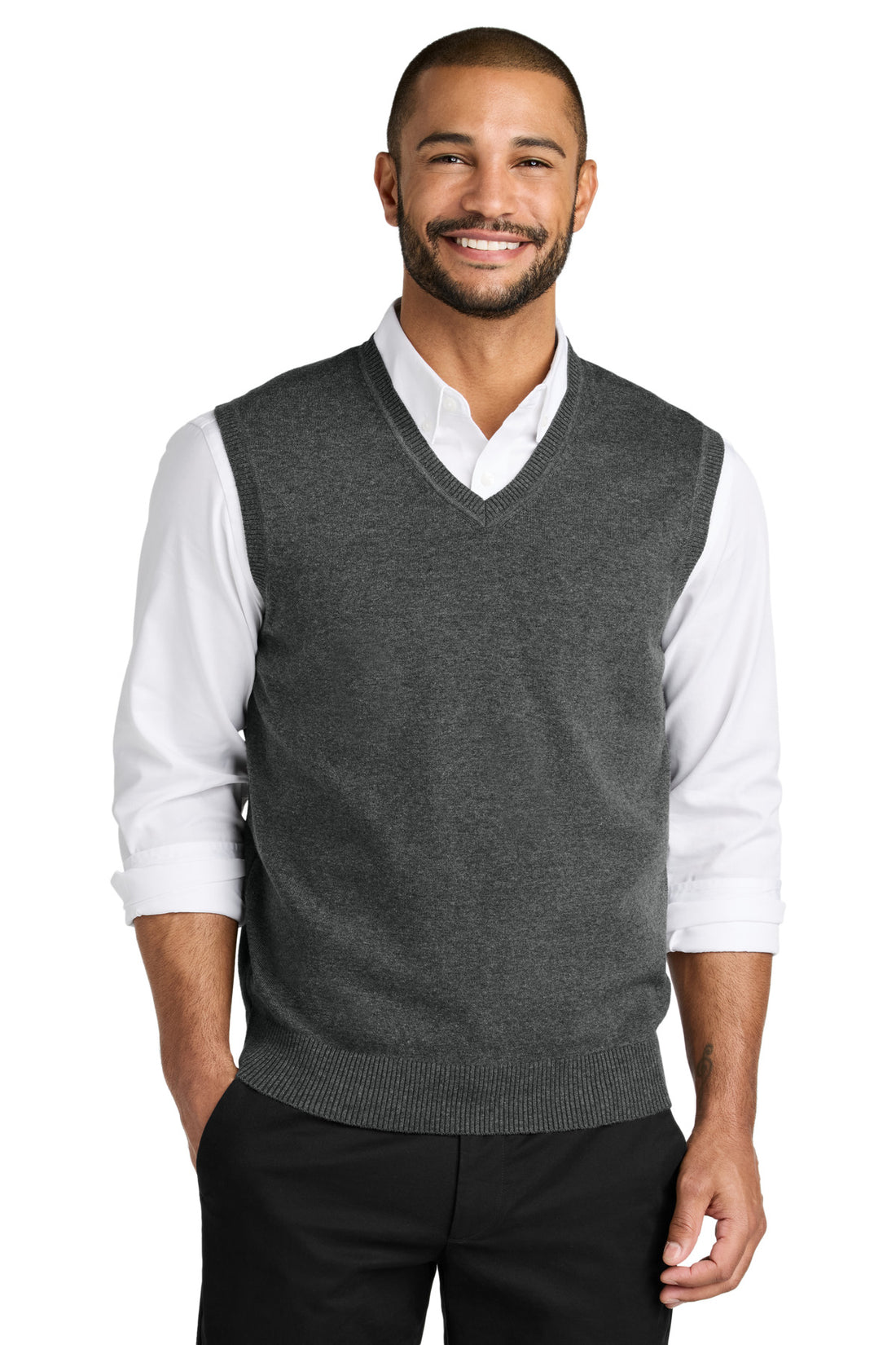 Port Authority® Easy Care Sweater Vest SW2860 - Charcoal Heather - 2XL