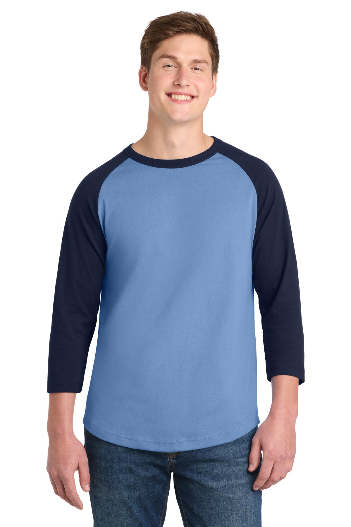 Sport-Tek® Colorblock Raglan Jersey.  T200 - Carolina Blue/ Navy - 2XL