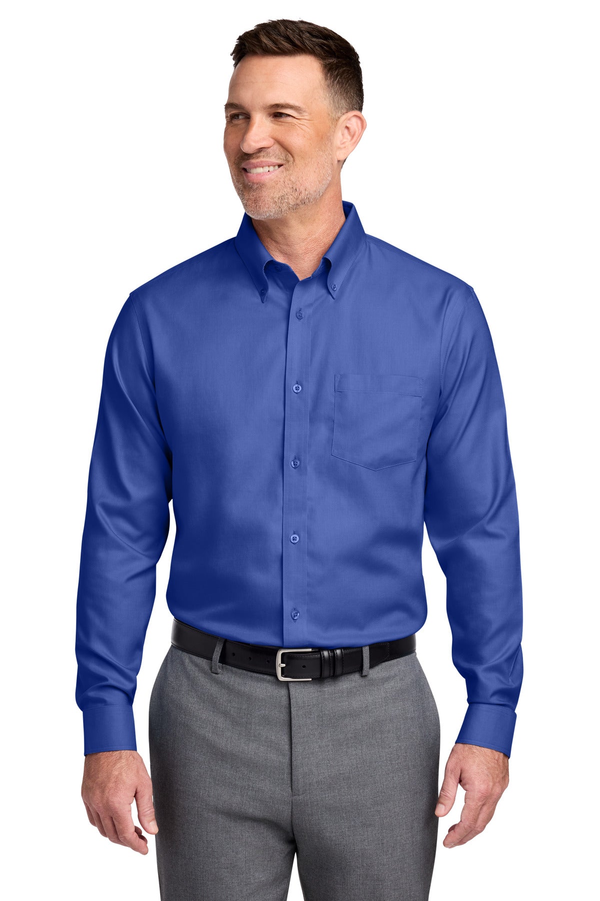 Brooks Brothers® Tall Wrinkle-Free Stretch Nailhead Shirt TBB18002 - Cobalt Blue - 2XLT