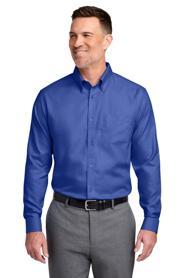 Brooks Brothers® Tall Wrinkle-Free Stretch Nailhead Shirt TBB18002 - Cobalt Blue - 2XLT