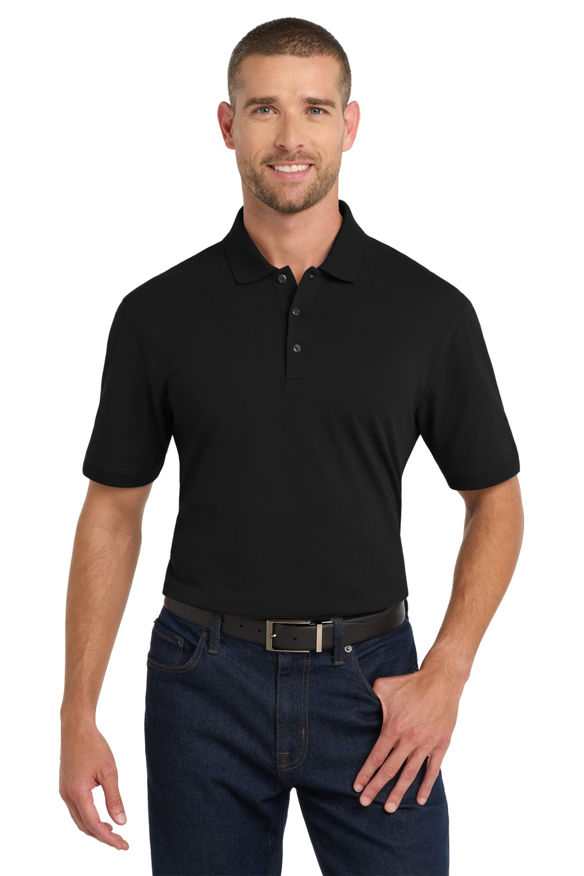 Port Authority® Tall EZCotton® Polo TK8000 - Black - 2XLT