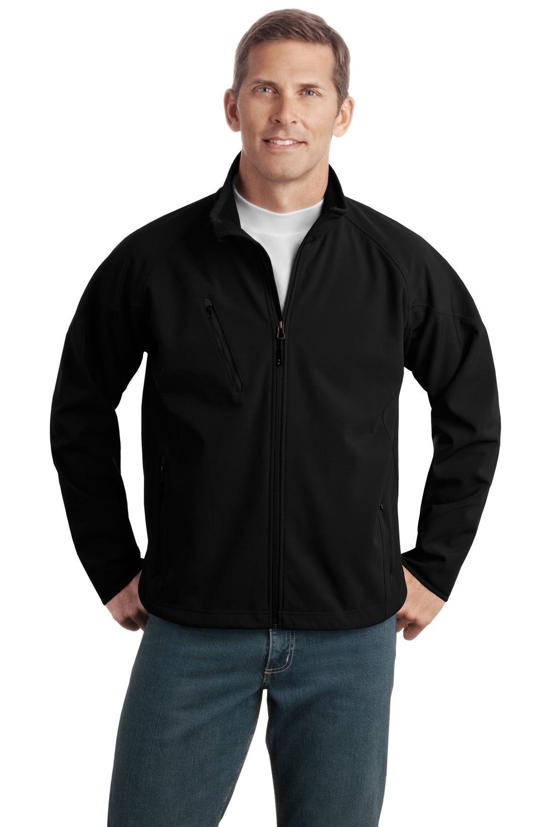 Port Authority® Tall Textured Soft Shell Jacket. TLJ705 - Black - 2XLT