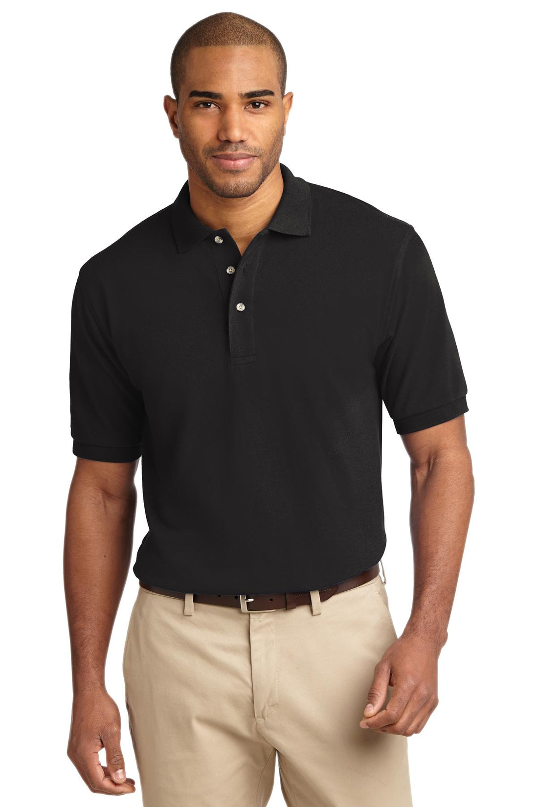 Port Authority® Tall Heavyweight Cotton Pique Polo.  TLK420 - Black - 2XLT