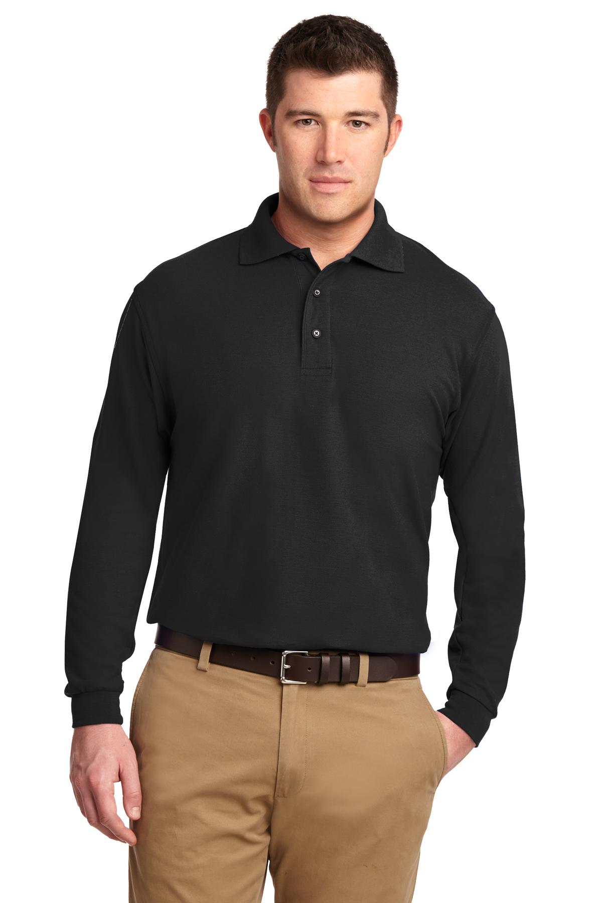 Port Authority® Tall Silk Touch Long Sleeve Polo. TLK500LS - Black - 2XLT