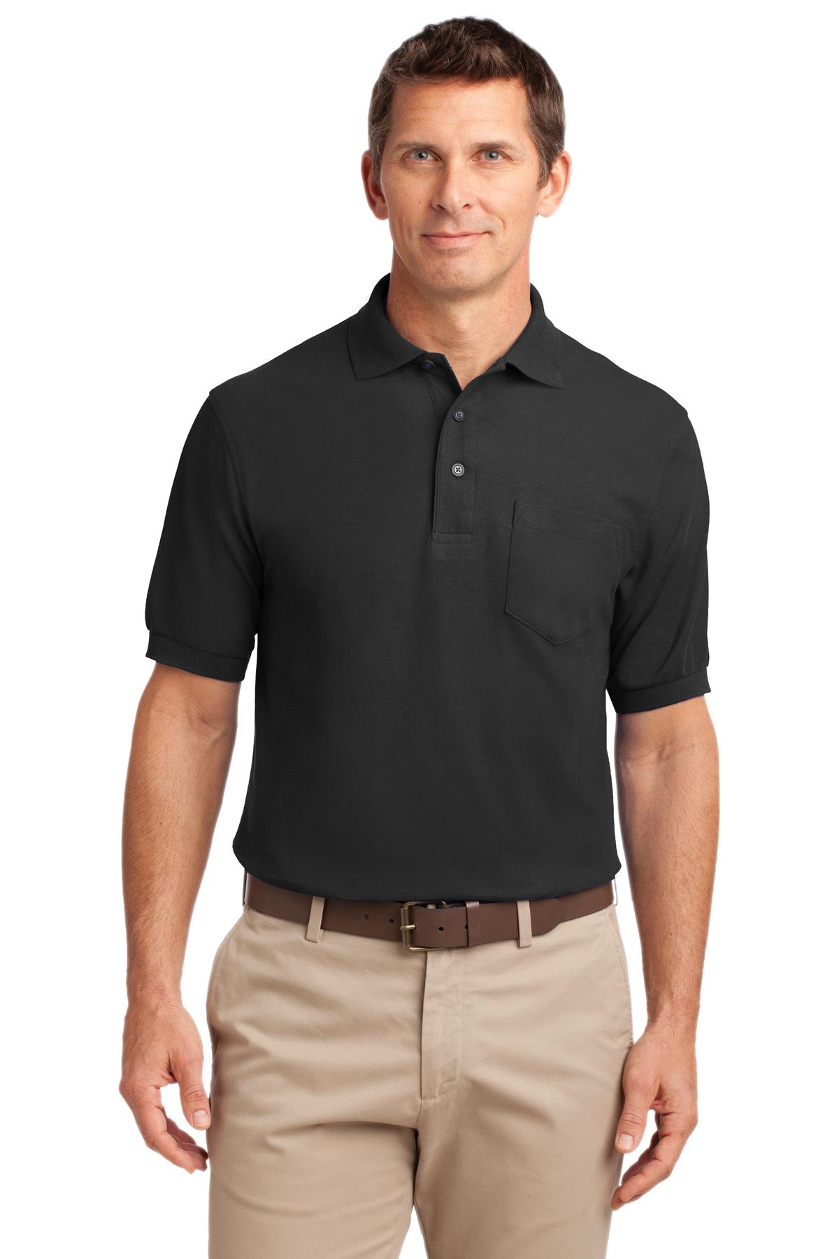 Port Authority® Tall Silk Touch Polo with Pocket. TLK500P - Black - 2XLT