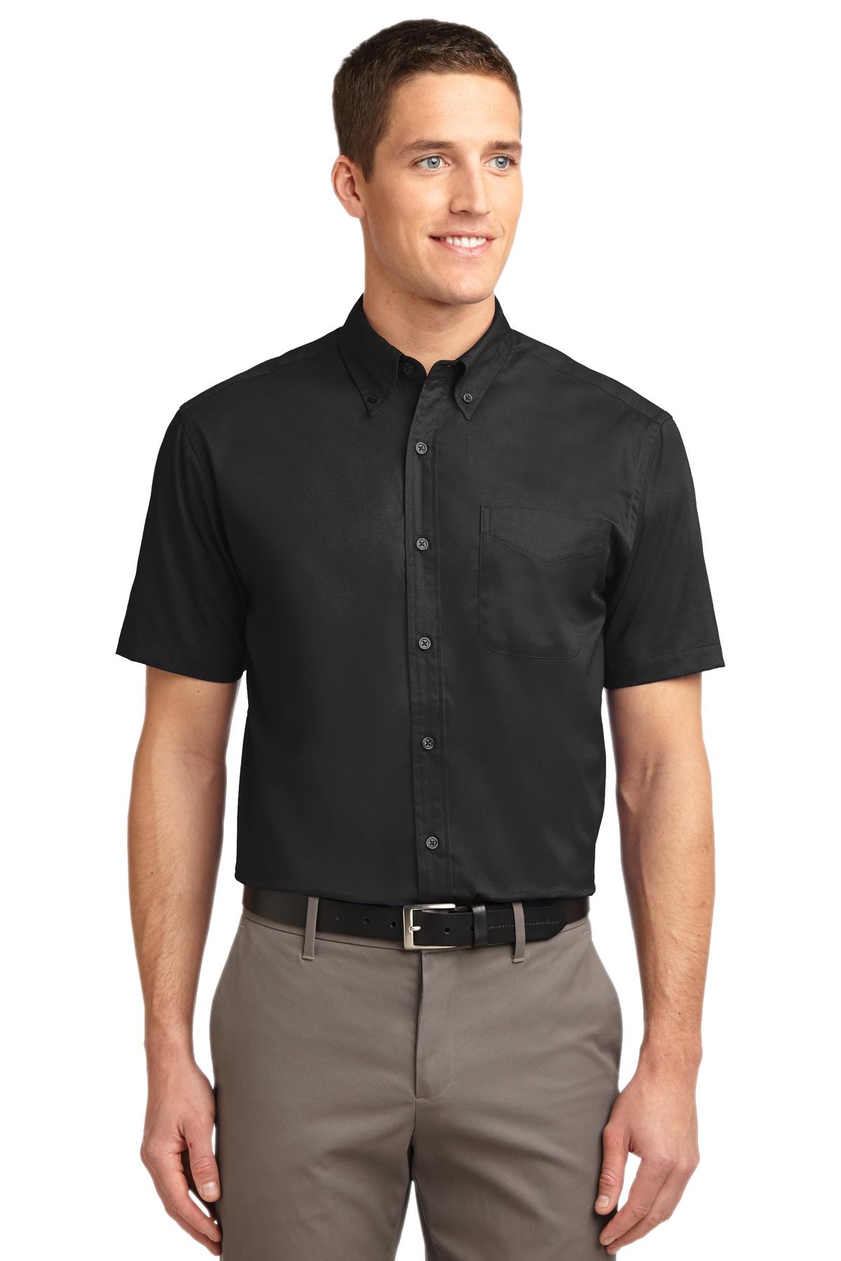 Port Authority® Tall Short Sleeve Easy Care Shirt. TLS508 - Black/ Light Stone - 2XLT