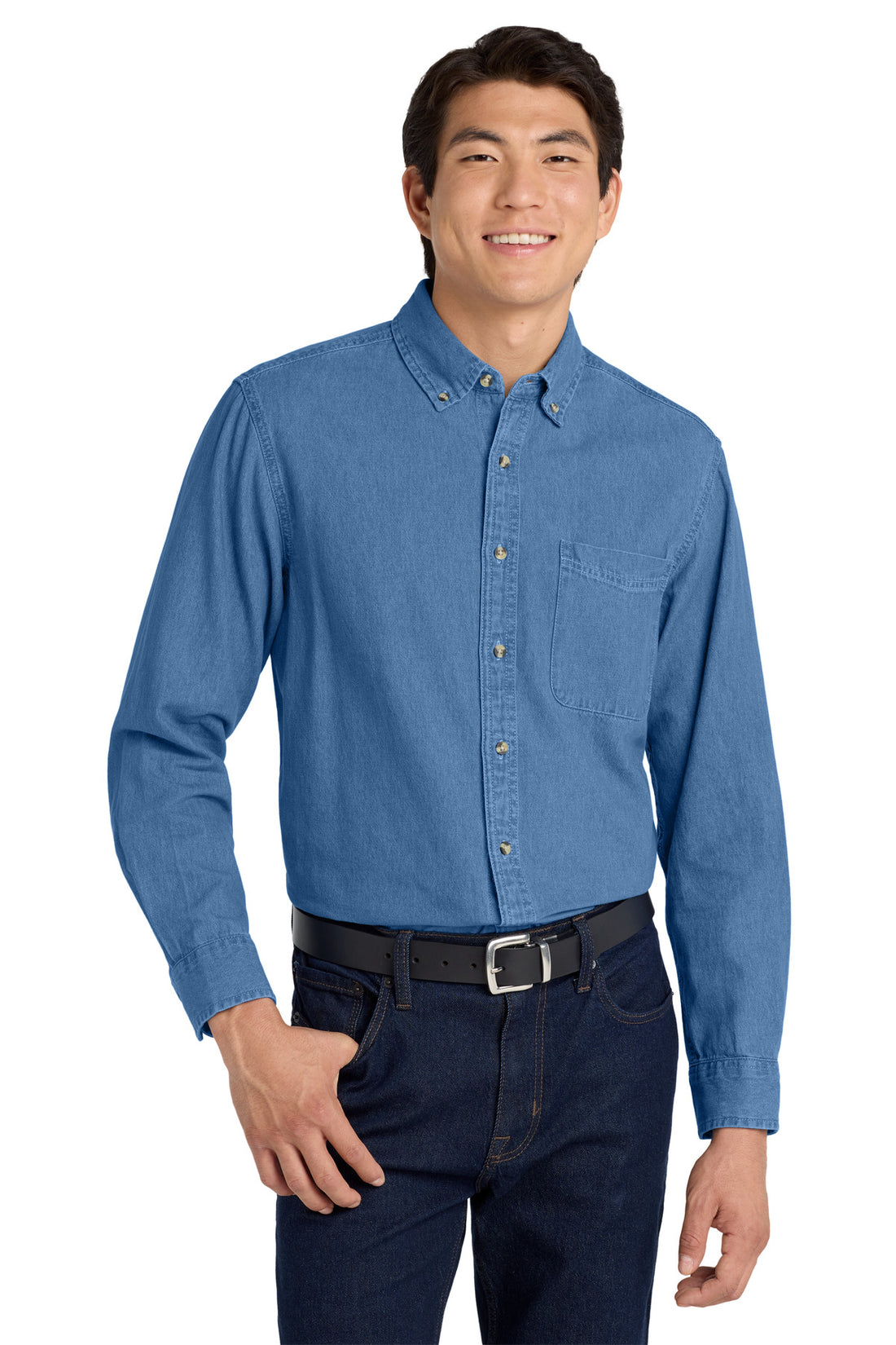 Port Authority® Tall Long Sleeve Denim Shirt. TLS600 - Faded Blue - 2XLT