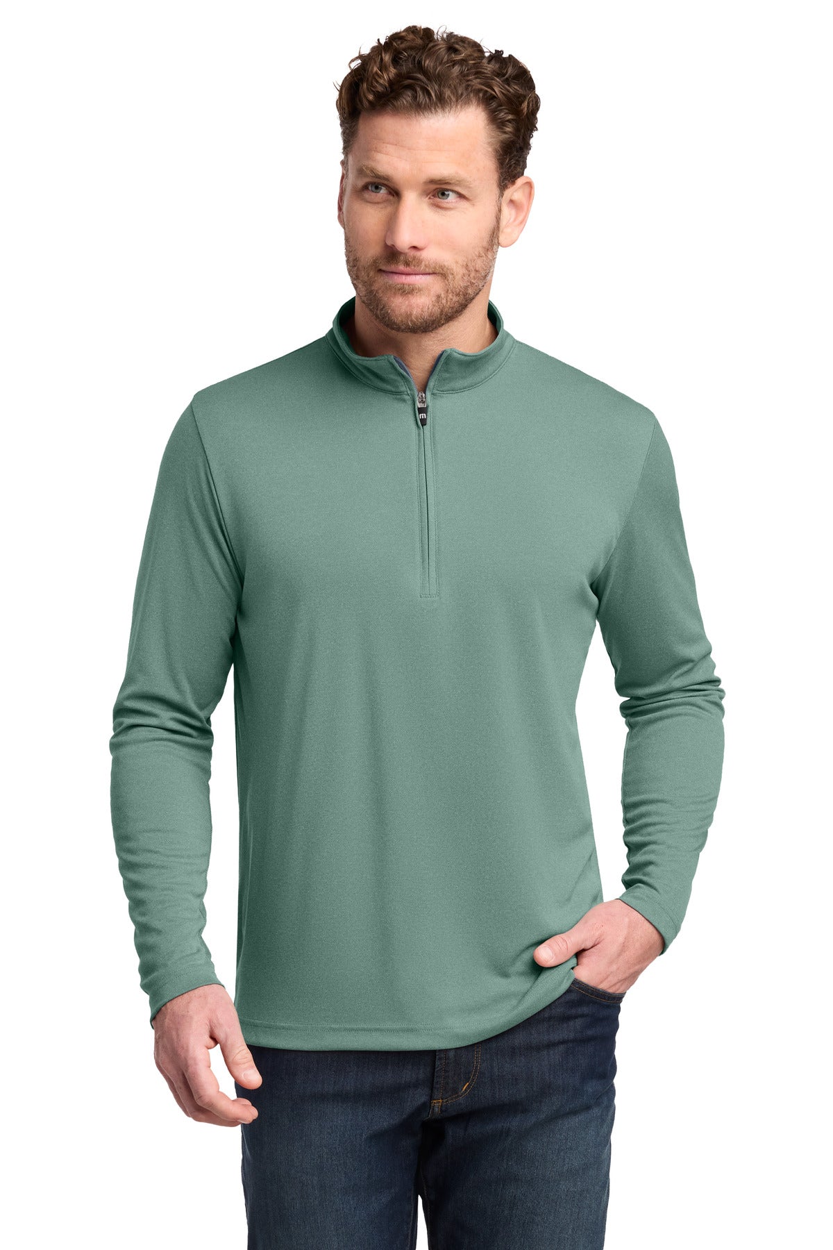 TravisMathew Coto Performance 1/4-Zip TM1MY397 - Beryl Green Heather - 2XL