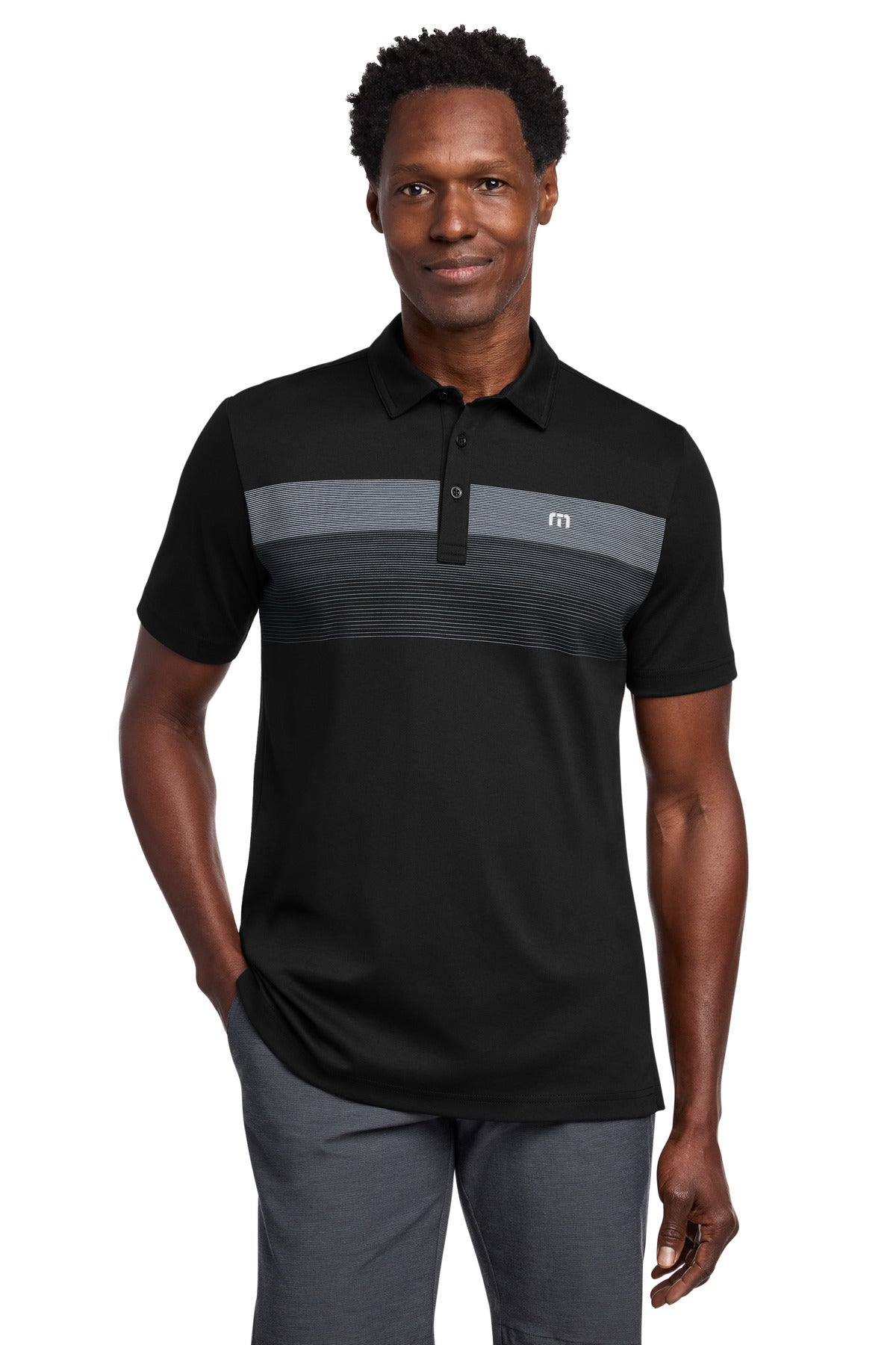 TravisMathew Coastal Chest Stripe Polo TM1MY402 - Black - 2XL
