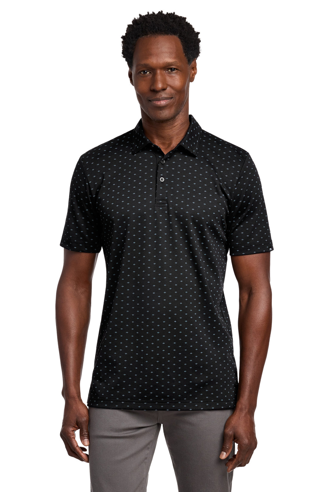 TravisMathew Oceanside Geo Polo TM1MY403 - Black/ Aegean Blue - 2XL