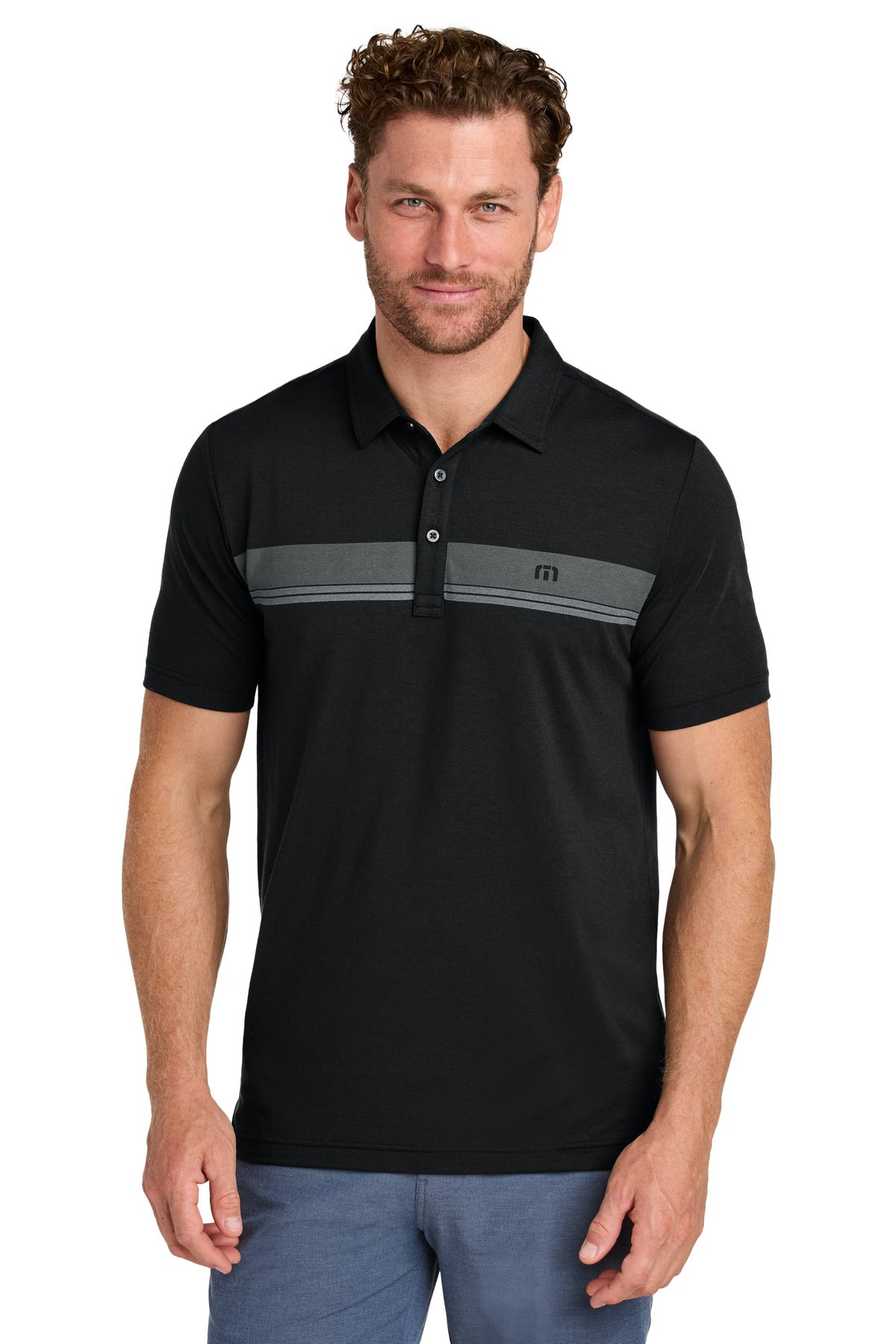 TravisMathew Glenview Stripe Polo TMA41462 - Black - 2XL