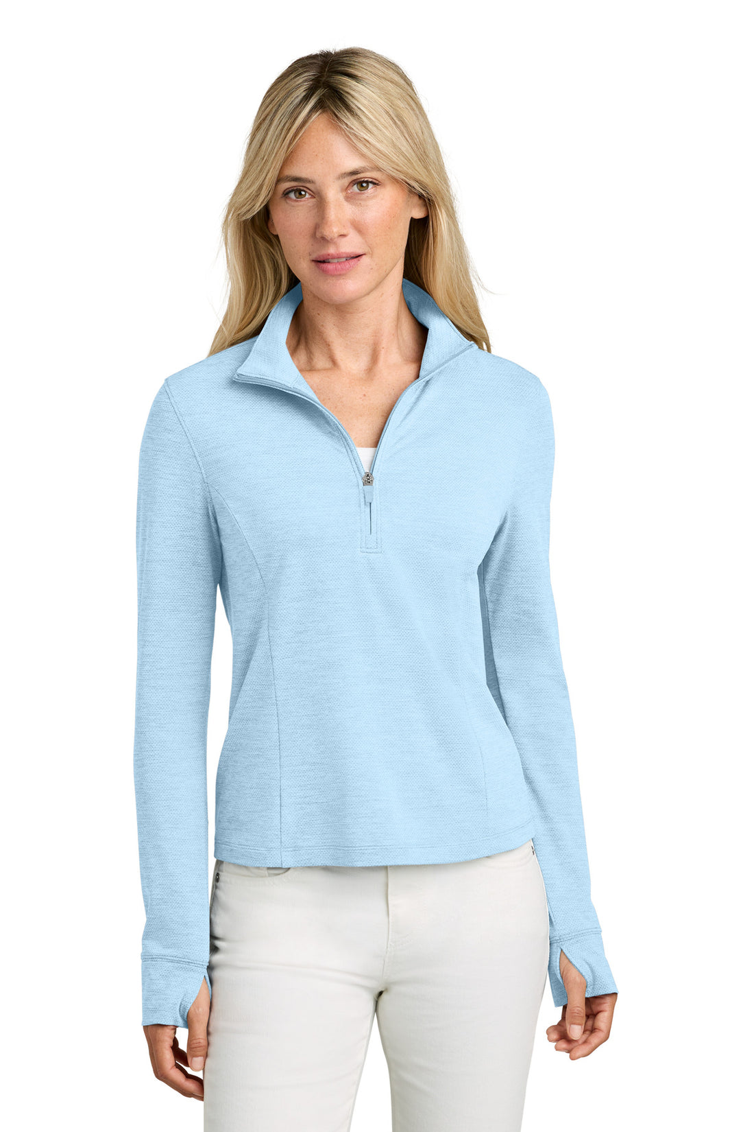 TravisMathew Women's Onward 1/2-Zip TMA42778 - Airy Blue Heather - 2XL