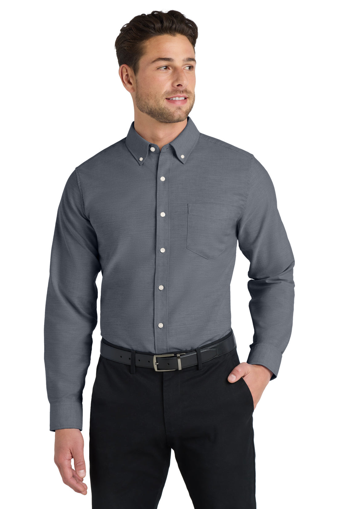 Port Authority® Tall SuperPro Oxford Shirt. TS658 - Black - 2XLT