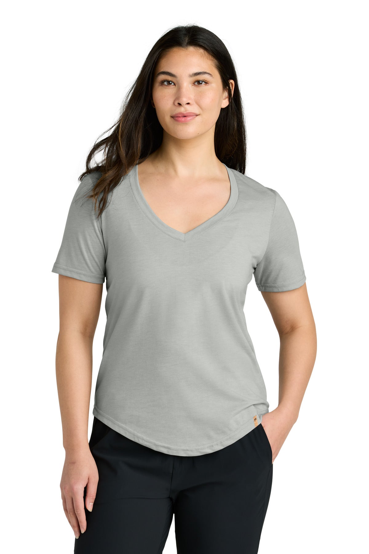 tentree® Women's TreeBlend V-Neck T-Shirt TTCW5646 - Hi Rise Grey Heather - L