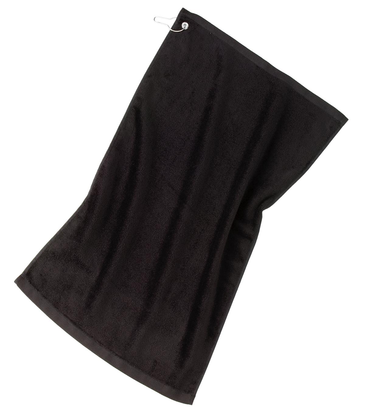 Port Authority® Grommeted Golf Towel.  TW51 - Black - OSFA