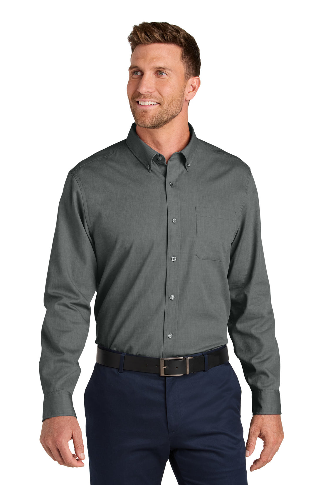 Port Authority® Long Sleeve Nailhead Easy Care Shirt W816 - Deep Black - 2XL
