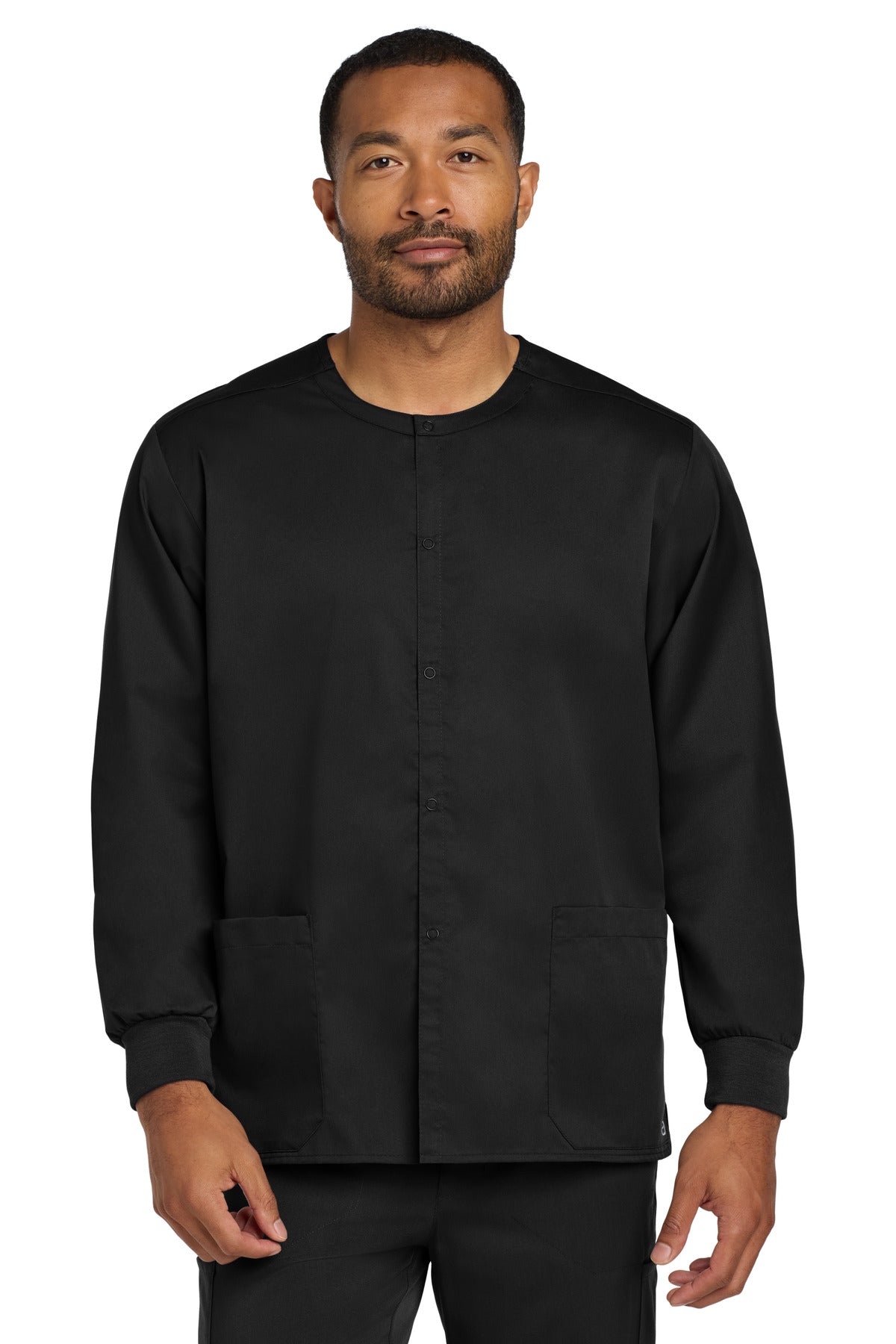 Wink® Unisex WorkFlex Snap-Front Scrub Jacket WW3080 - Black - 2XL