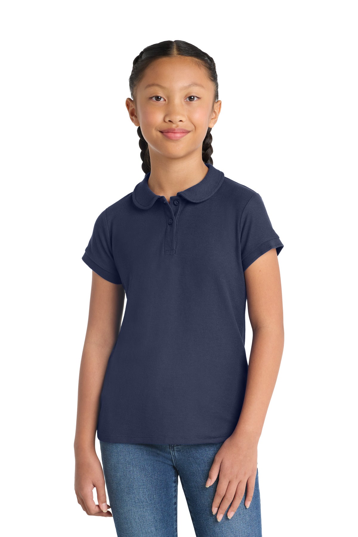 Port Authority® Girls Silk Touch Peter Pan Collar Polo. YG503 - Navy - XS