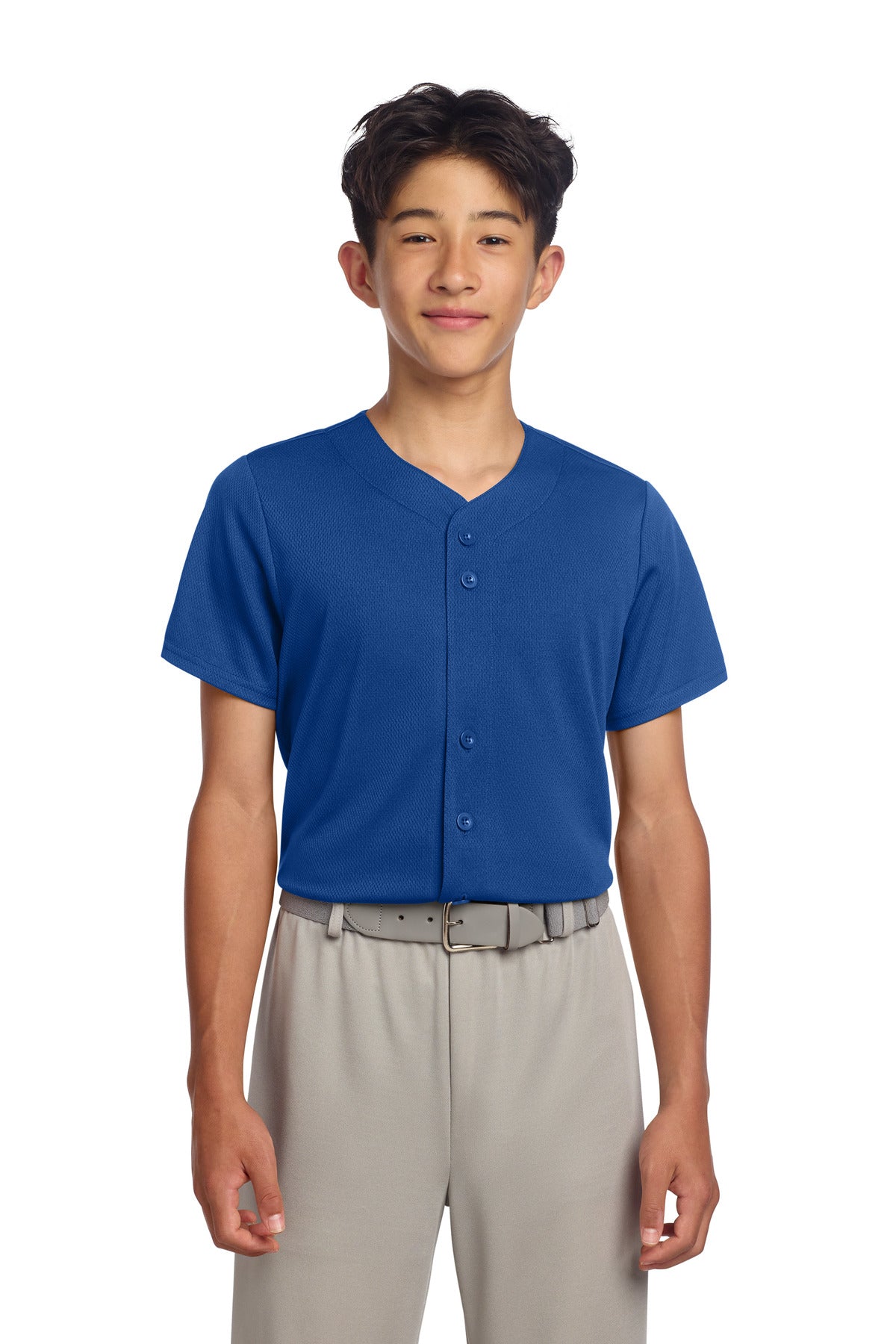 Sport-Tek® Youth PosiCharge® Tough Mesh Full-Button Jersey YST220
